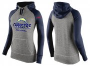 Wholesale Cheap Women's Nike Los Angeles Chargers Performance Hoodie Grey & Dark Blue