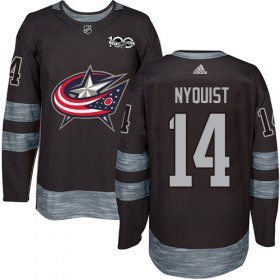 Wholesale Cheap Adidas Blue Jackets #14 Gustav Nyquist Black 1917-2017 100th Anniversary Stitched NHL Jersey