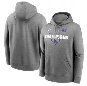 Cheap Men\'s Los Angeles Dodgers Heather Charcoal 2024 World Series Champions Pullover Hoodie