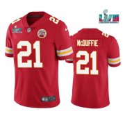 Wholesale Cheap Men's Kansas City Chiefs #21 Trent McDuffie Red Super Bowl LVII Patch Vapor Untouchable Limited Stitched Jersey