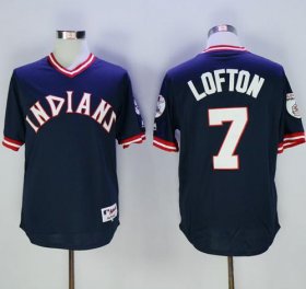 Wholesale Cheap Indians #7 Kenny Lofton Navy Blue 1976 Turn Back The Clock Stitched MLB Jersey