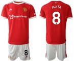 Wholesale Cheap Men 2021-2022 Club Manchester United home red 8 Adidas Soccer Jersey