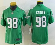 Youth Philadelphia Eagles #98 Jalen Carter Green 2023 FUSE Vapor Limited Throwback Stitched Jersey