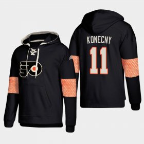 Wholesale Cheap Philadelphia Flyers #11 Travis Konecny Black adidas Lace-Up Pullover Hoodie