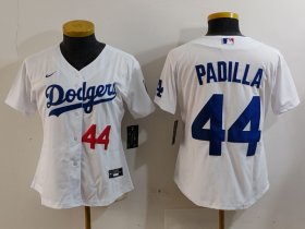 Women\'s Los Angeles Dodgers #44 Vicente Padilla Number White Cool Base Stitched Jersey