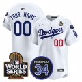 Cheap Men's Los Angeles Dodgers ACTIVE PLAYER Custom White 2024 World Series With Fernando Memorial Patch Limited Stitched Baseball Jersey