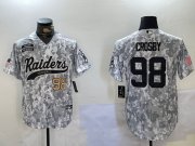 Cheap Men's Las Vegas Raiders #98 Maxx Crosby 2024 Arctic Camo Salute To Service Stitched Baseball Jerseys