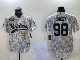 Cheap Men\'s Las Vegas Raiders #98 Maxx Crosby 2024 Arctic Camo Salute To Service Stitched Baseball Jerseys