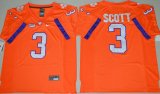 Wholesale Cheap Men's Clemson Tigers #3 Artavis Scott Orange Stitched NCAA Nike 2016 College Football Jersey