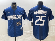 Cheap Mens Detroit Tigers #25 Matt Manning 2024 Number Navy City Connect Cool Base Limited Stitched Jersey