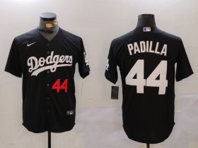 Men\'s Los Angeles Dodgers #44 Vicente Padilla Number Black Cool Base Stitched Jersey