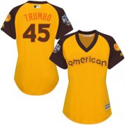 Wholesale Cheap Orioles #45 Mark Trumbo Gold 2016 All-Star American League Women's Stitched MLB Jersey