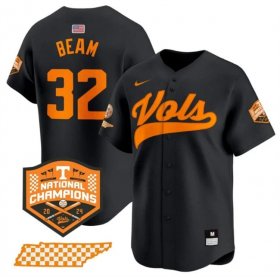 Men\'s Tennessee Volunteers #32 Drew Beam Black 2024 Champions Vapor Limited Stitched Jersey