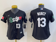 Cheap Women's Los Angeles Dodgers #13 Max Muncy Number Black Mexico 2020 World Series Cool Base Nike Jerseys