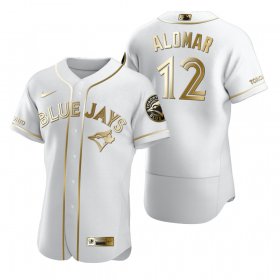 Wholesale Cheap Toronto Blue Jays #12 Roberto Alomar White Nike Men\'s Authentic Golden Edition MLB Jersey