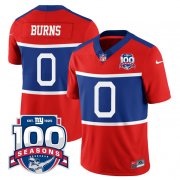 Cheap Men's New York Giants #0 Brian Burns Century Red 100TH Season Commemorative Patch Limited Football Stitched Jersey