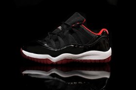 Wholesale Cheap Air Jordan 11 Kid Shoes Black/white-red