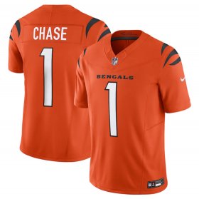 Cheap Men\'s Cincinnati Bengals #1 Ja\'Marr Chase Orange 2023 F.U.S.E. Vapor Untouchable Limited Stitched Jersey