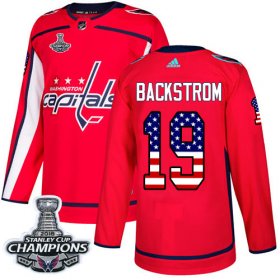 Wholesale Cheap Adidas Capitals #19 Nicklas Backstrom Red Home Authentic USA Flag Stanley Cup Final Champions Stitched NHL Jersey