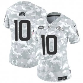 Cheap Women\'s Denver Broncos #10 Bo Nix 2024 F.U.S.E Arctic Camo Salute To Service Limited Stitched Jersey(Run Small)