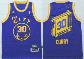 Wholesale Cheap Golden State Warriors #30 Stephen Curry The City Blue Hardwood Classics Soul Swingman Throwback Jersey