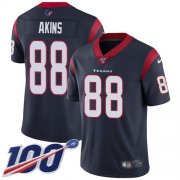 Wholesale Cheap Nike Texans #88 Jordan Akins Navy Blue Team Color Men's Stitched NFL 100th Season Vapor Untouchable Limited Jersey