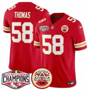 Cheap Men's Kansas City Chiefs #58 Derrick Thomas Red F.U.S.E. 2024 AFC West Division Champions Vapor Limited Stitched Football Jersey