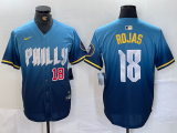 Cheap Men's Philadelphia Phillies #18 Johan Rojas Number Blue 2024 City Connect Limited Stitched Jersey