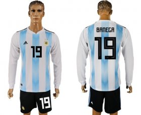 Wholesale Cheap Argentina #19 Banega Home Long Sleeves Soccer Country Jersey