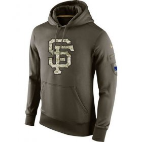 Wholesale Cheap Men\'s San Francisco Giants Nike Olive Salute To Service KO Performance Hoodie