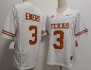 Cheap Men's Texas Longhorns #3 Quinn Ewers White FUSE Stitched Jersey