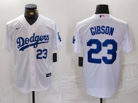 Men\'s Los Angeles Dodgers #23 Kirk Gibson Number White Cool Base Stitched Jerseys