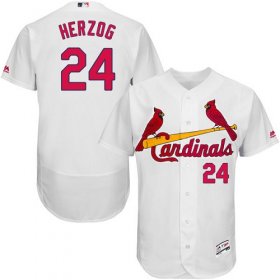 Wholesale Cheap Cardinals #24 Whitey Herzog White Flexbase Authentic Collection Stitched MLB Jersey