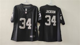 Cheap Women\'s Las Vegas Raiders #34 Bo Jackson Black Vapor Stitched Jersey(Run Small)