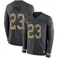 Wholesale Cheap Nike Bills #23 Micah Hyde Anthracite Salute to Service Men's Stitched NFL Limited Therma Long Sleeve Jersey