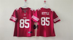 Cheap Women\'s San Francisco 49ers #85 George Kittle Red Vapor Football Stitched Jersey(Run Small)