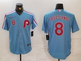 Men's Philadelphia Phillies #8 Nick Castellanos Number Light Blue Cooperstown Cool Base Jersey