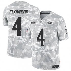 Cheap Men\'s Baltimore Ravens #4 Zay Flowers 2024 F.U.S.E. Arctic Camo Salute to Service Limited Football Stitched Jersey