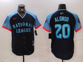 Men\'s New York Mets #20 Pete Alonso Navy 2024 All Star Limited Stitched Jersey