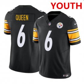 Cheap Youth Pittsburgh Steelers #6 Patrick Queen Black F.U.S.E. Vapor Untouchable Limited Football Stitched Jersey