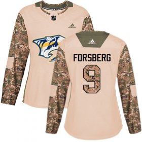 Wholesale Cheap Adidas Predators #9 Filip Forsberg Camo Authentic 2017 Veterans Day Women\'s Stitched NHL Jersey