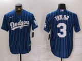 Cheap Men's Los Angeles Dodgers #3 Chris Taylor Navy Pinstripe Stitched Cool Base Nike Jersey