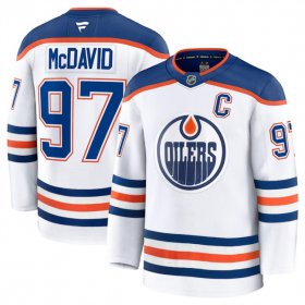 Men\'s Edmonton Oilers #97 Connor McDavid White 2024-25 Away Stitched Hockey Jersey