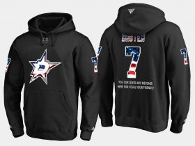 Wholesale Cheap Stars #7 Neal Broten NHL Banner Wave Usa Flag Black Hoodie