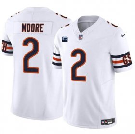 Cheap Men\'s Chicago Bears #2 DJ Moore White 2024 F.U.S.E. With 1-star C Patch Vapor Untouchable Limited Football Stitched Jersey