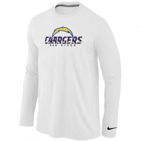 Wholesale Cheap Nike Los Angeles Chargers Authentic Logo Long Sleeve T-Shirt White