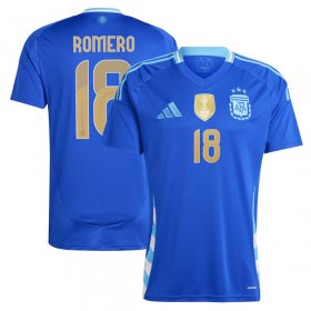 Men\'s Argentina #18 Cristian Romero 2024 Blue Away Soccer Jersey