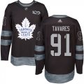 Wholesale Cheap Adidas Maple Leafs #91 John Tavares Black 1917-2017 100th Anniversary Stitched NHL Jersey