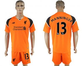 Wholesale Cheap Liverpool #13 Manninger Orange Goalkeeper Soccer Club Jersey