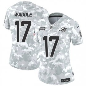 Cheap Women\'s Miami Dolphins #17 Jaylen Waddle 2024 F.U.S.E Arctic Camo Salute To Service Limited Stitched Football Jersey(Run Small)